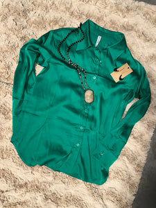 Satin Button-Down Top