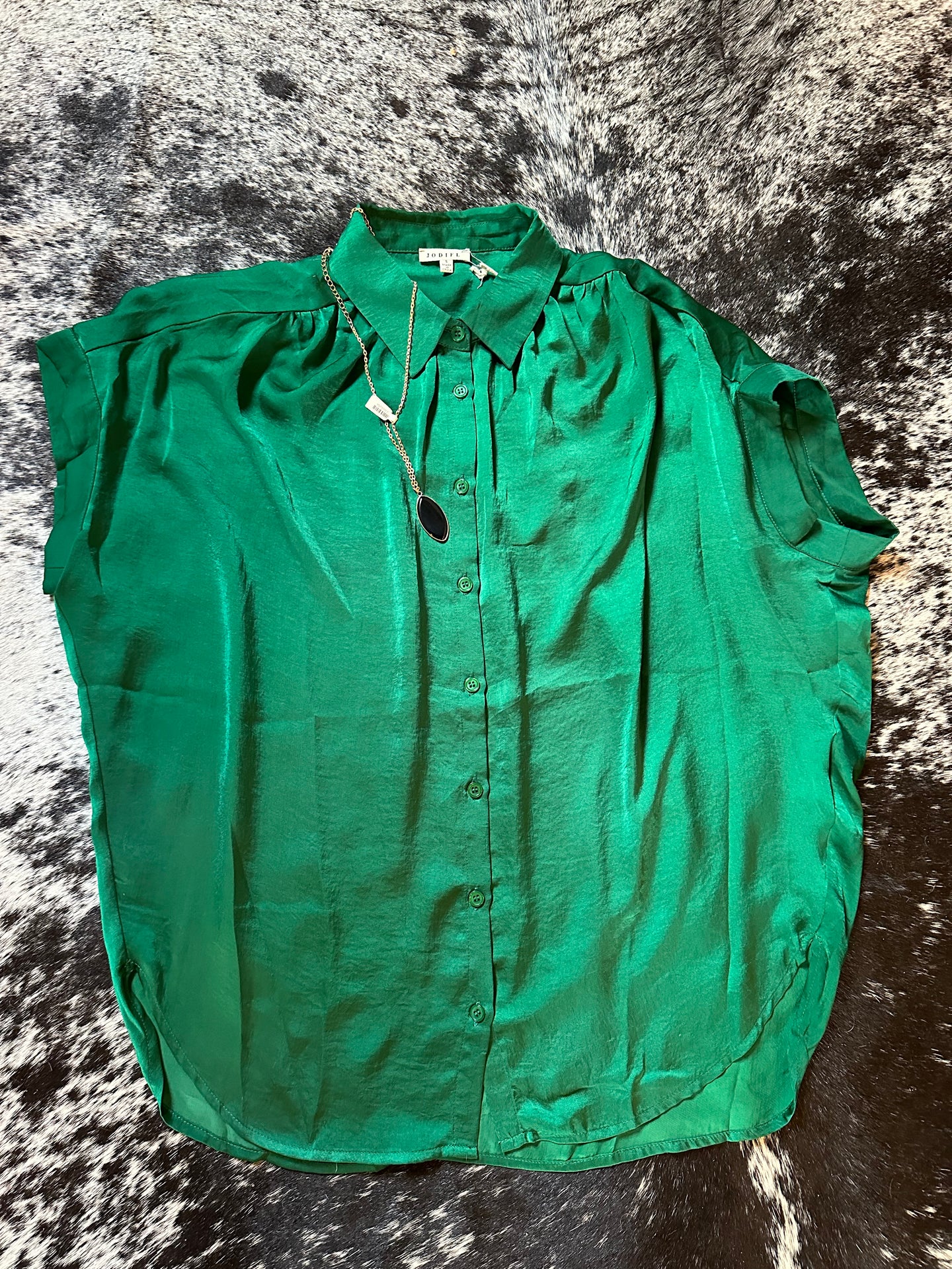 Hunter Green Button-Down Top