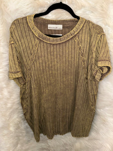 Acid Wash Ribbed Tee