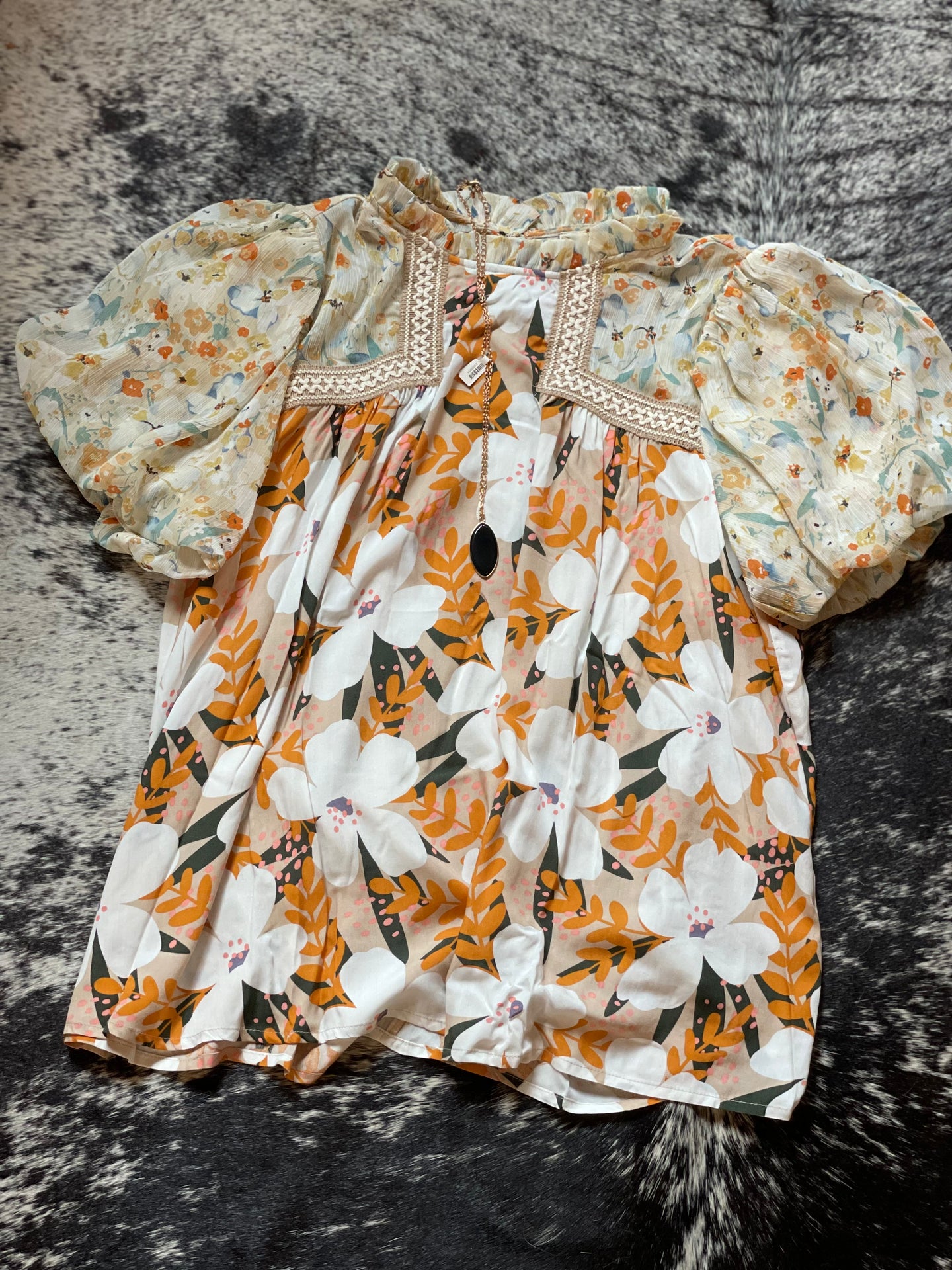Mustard Mix Floral Top