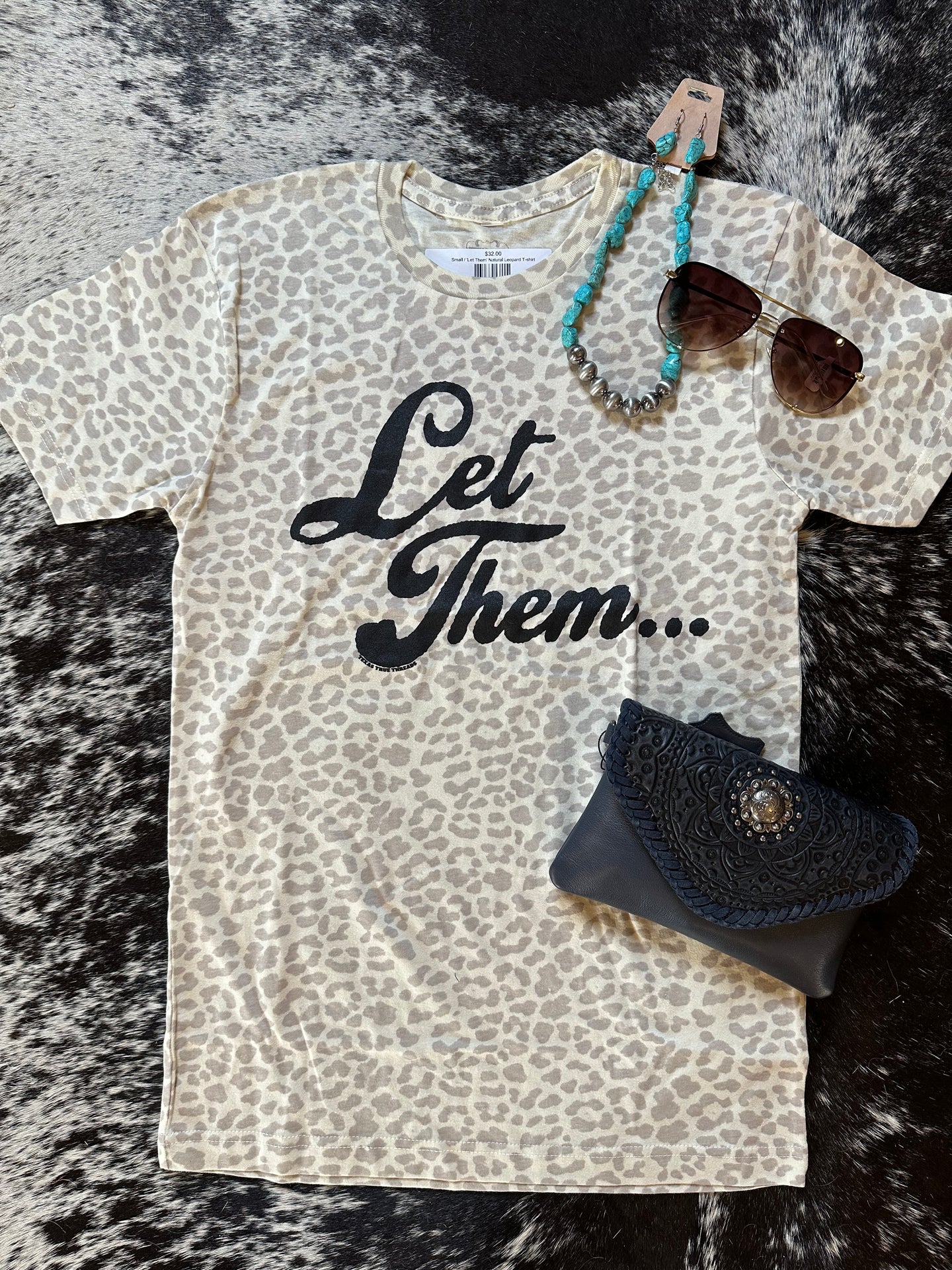 'Let Them' Natural Leopard T-shirt