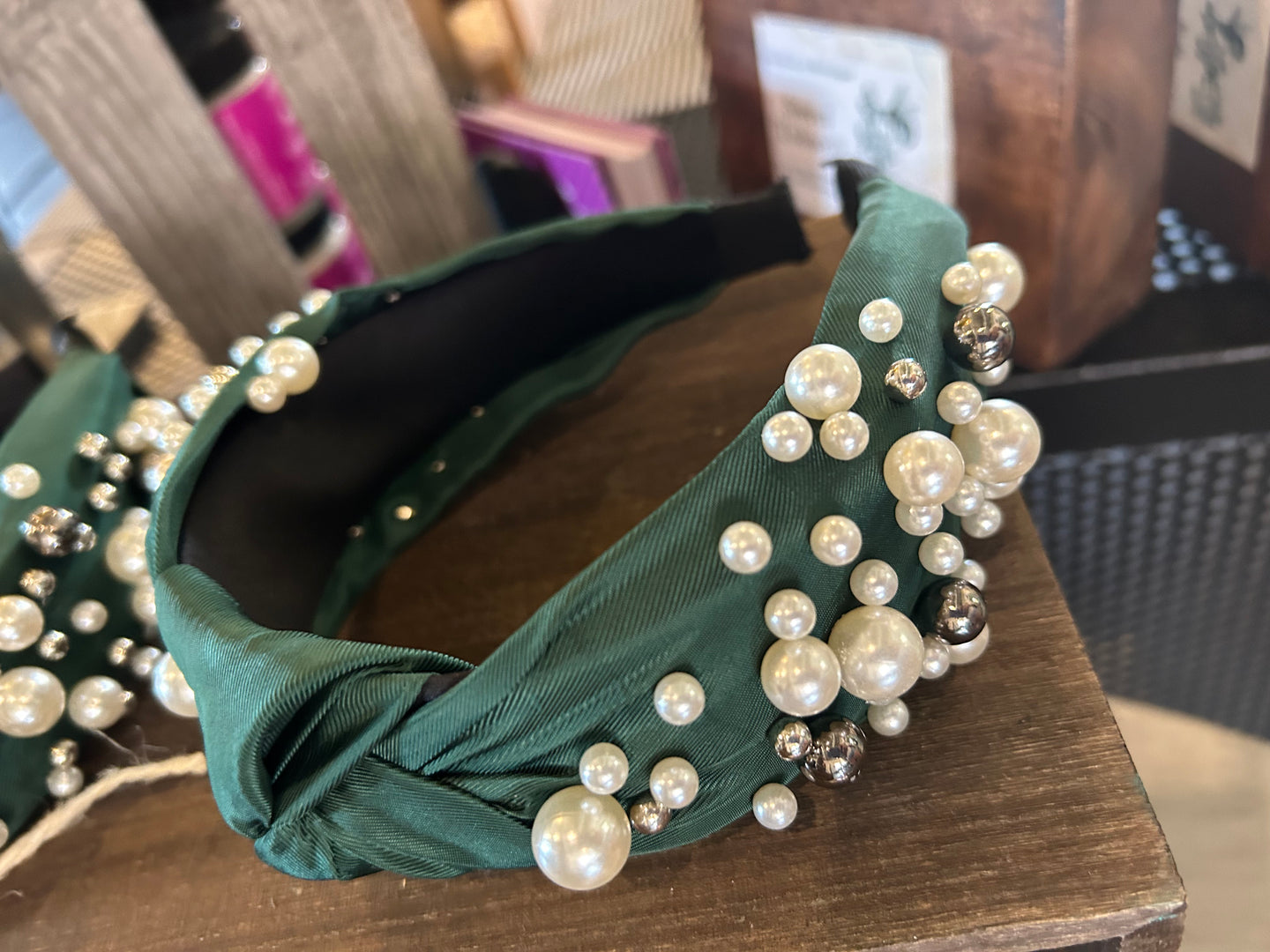Emerald Green Pearl Headband