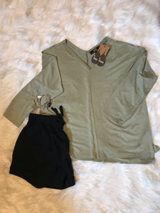 High Low Oversized V-Neck Top