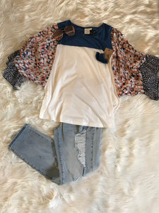 Uptown Girl Blue Color Block Blouse