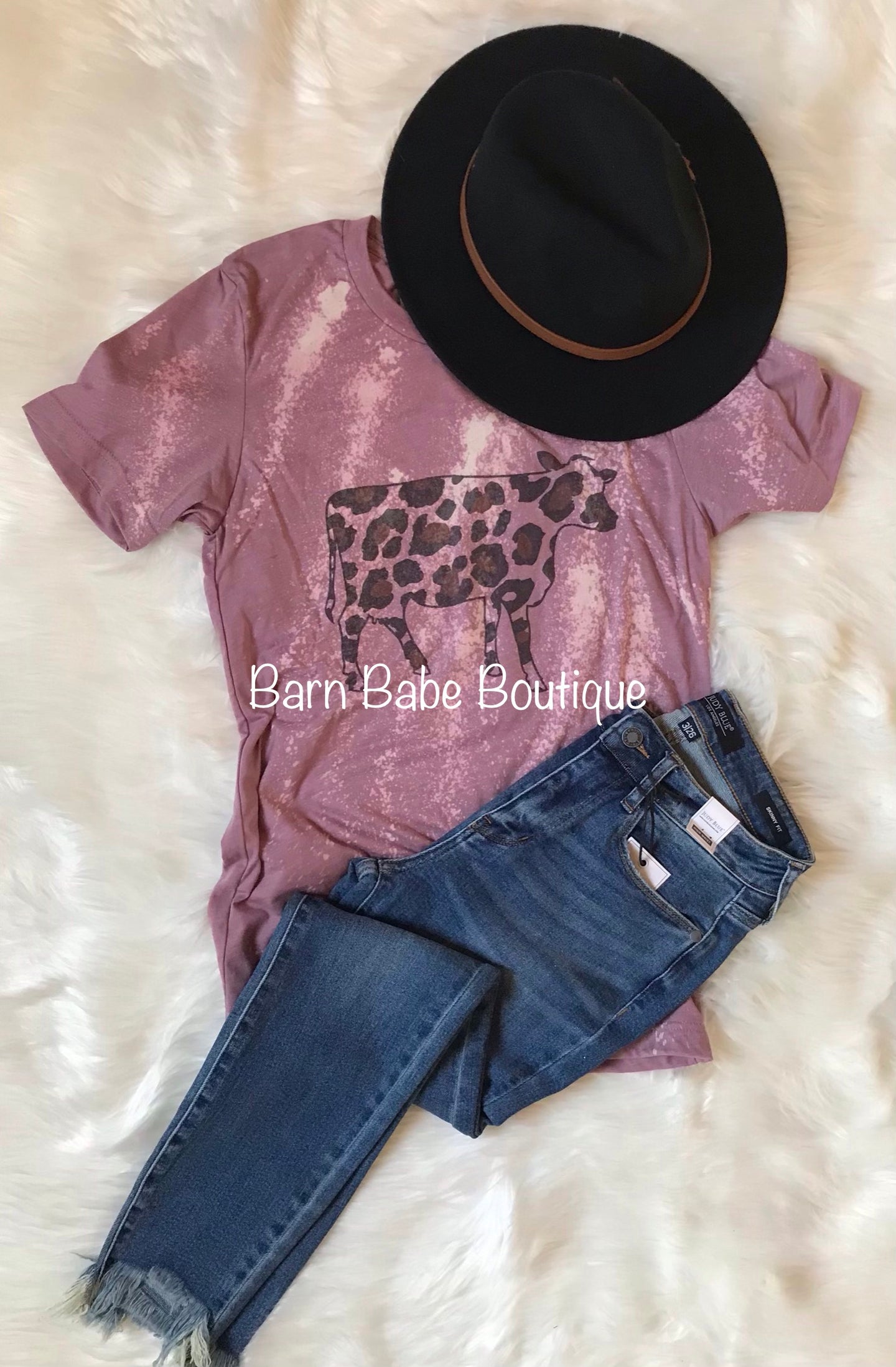Distressed Leopard Cow Tee