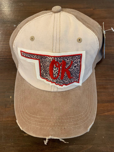 Tan Oklahoma Hat with Cheetah