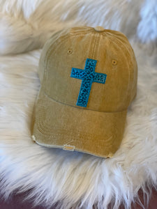 Turquoise Cross patch Hat