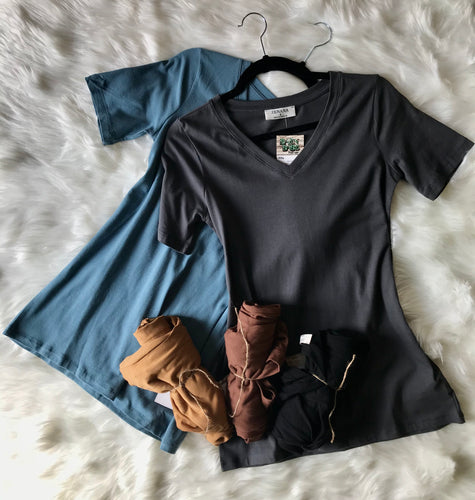 Cotton V-Neck Short Sleeve Basic