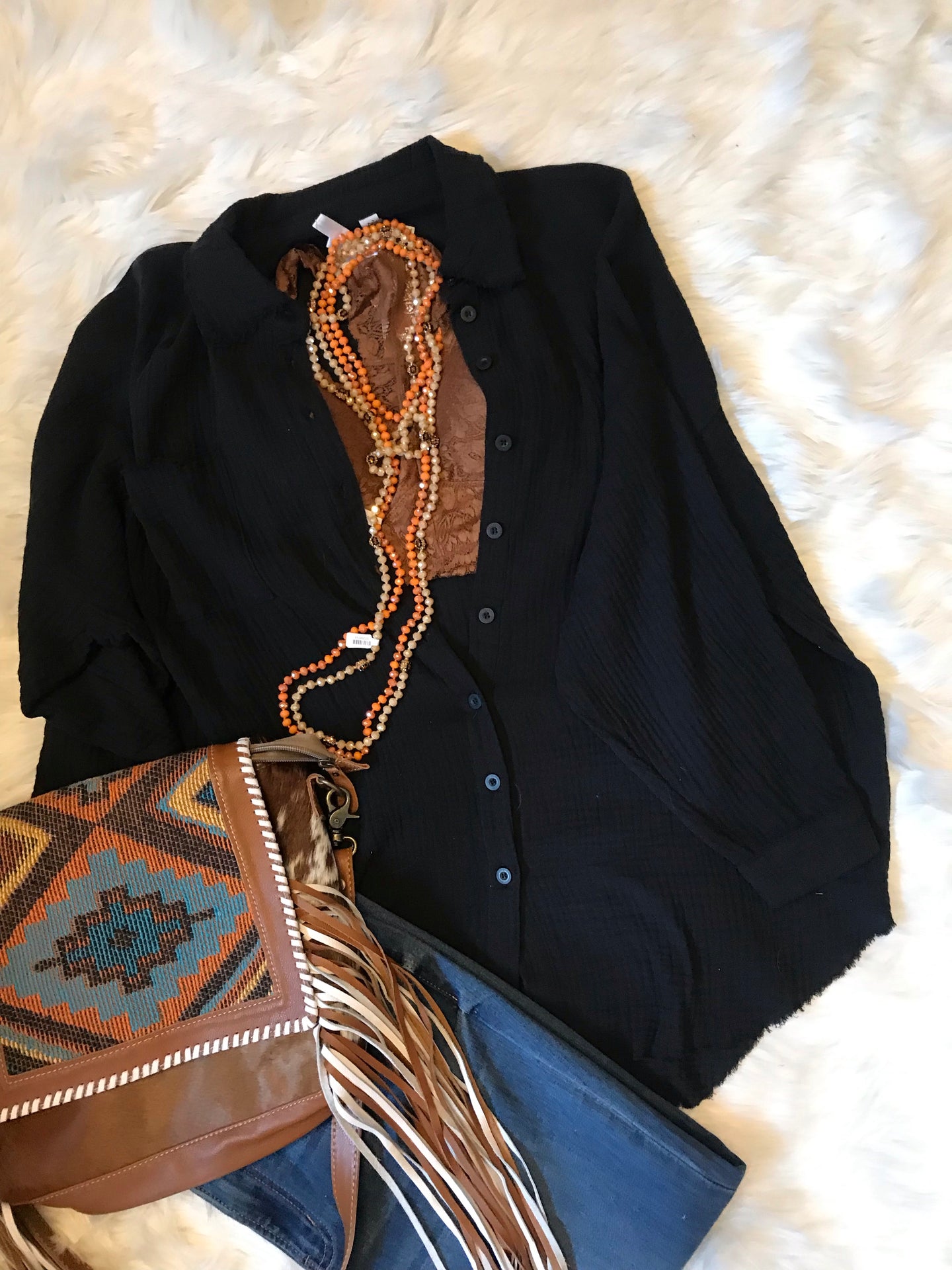 Oversized Raw Edge Shirt