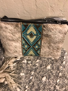 Handbag with strap and real leather tooling MW