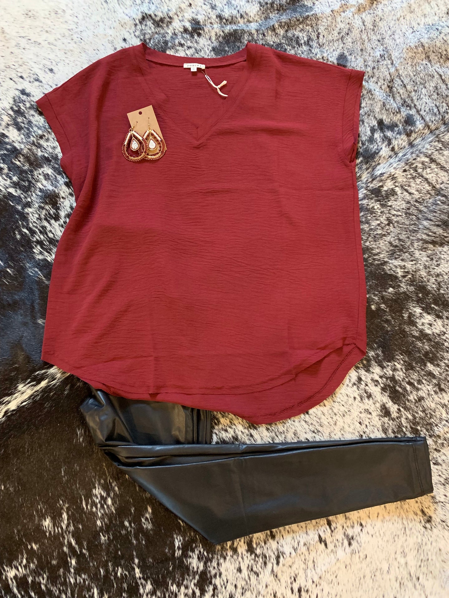 V-Neck Slouch Wine Top