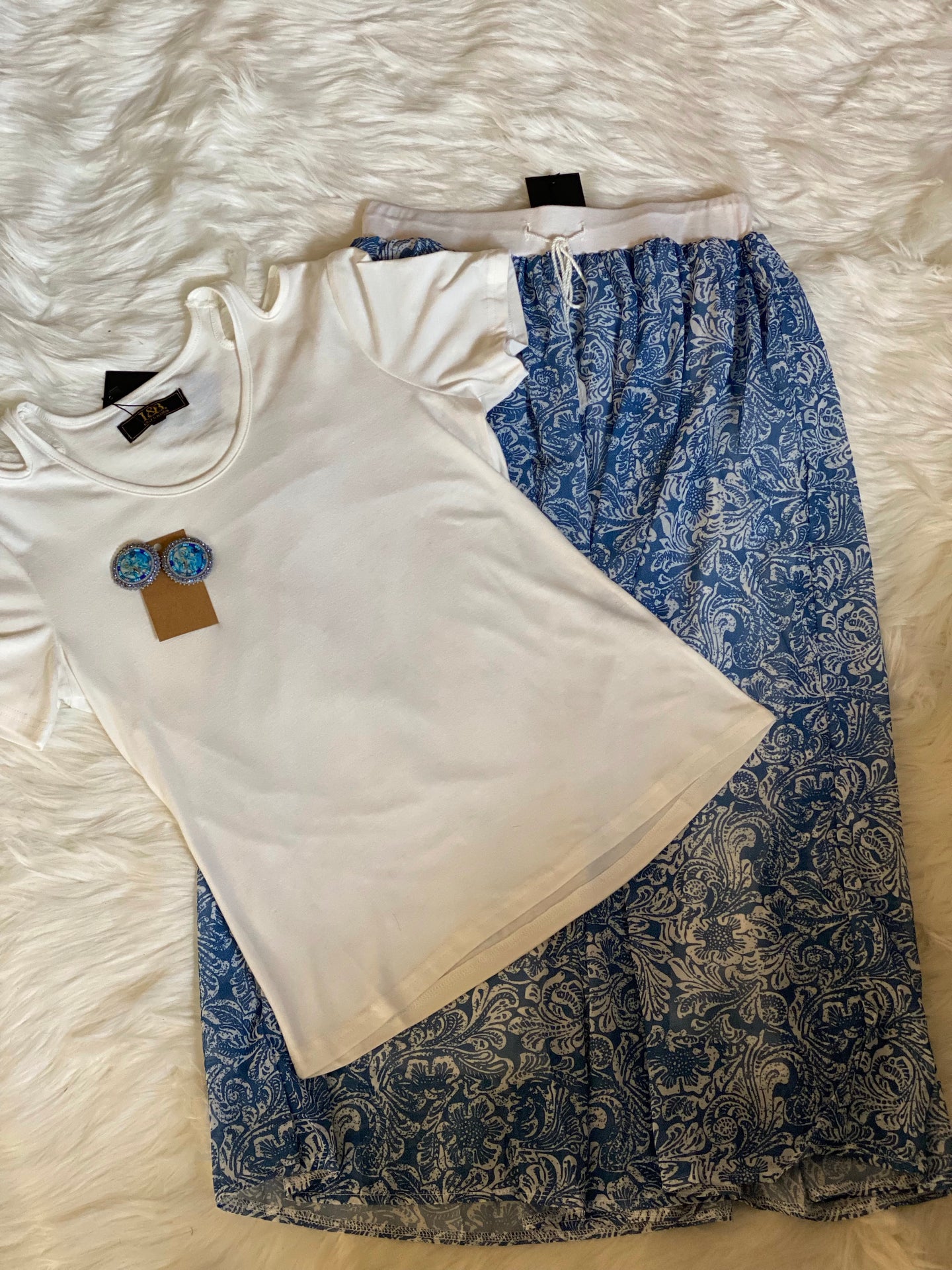 Tooled Denim Maxi Skirt