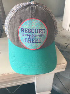 Leopard and Turquoise Rescued Hat
