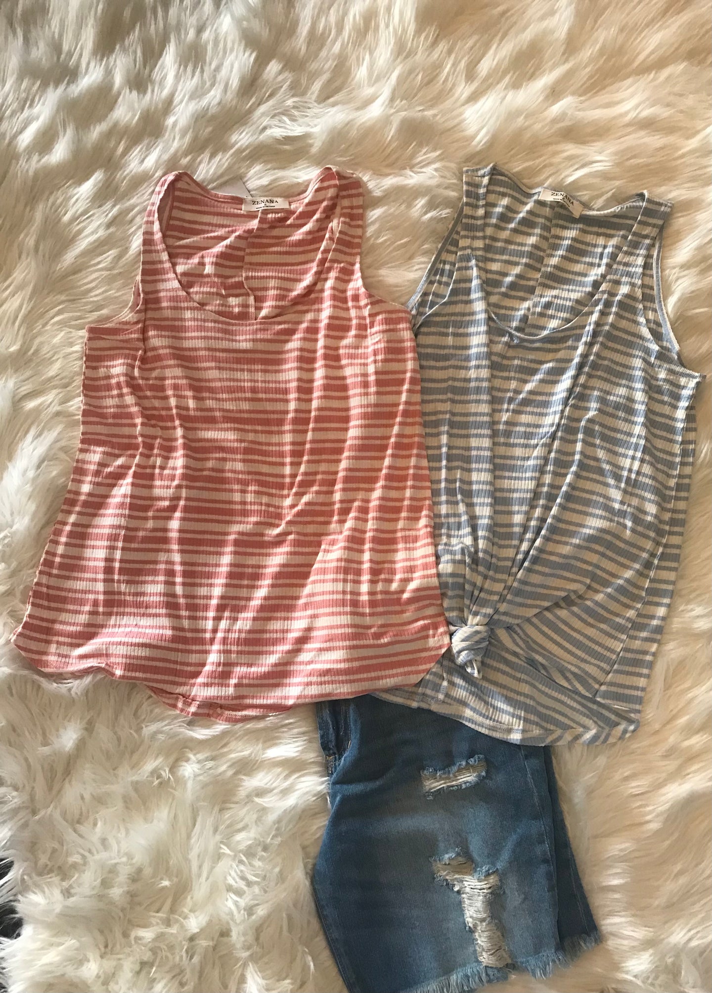Ribbed Striped Sleeveless Top