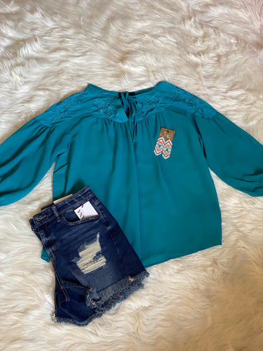 Jade Peasant Sleeve Blouse