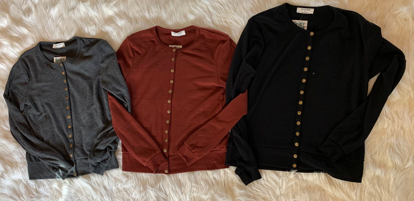 Crew Neck Snap Sweater Cardigan