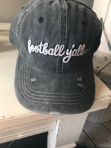 Football Y’all Black Distressed Hat