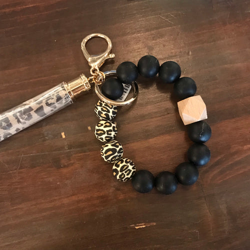 Silicone/Wood Ball Keychain