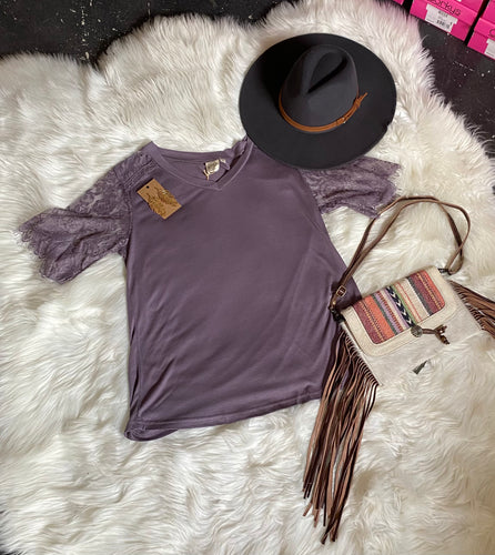 Montana Moon V-Neck Lace Top