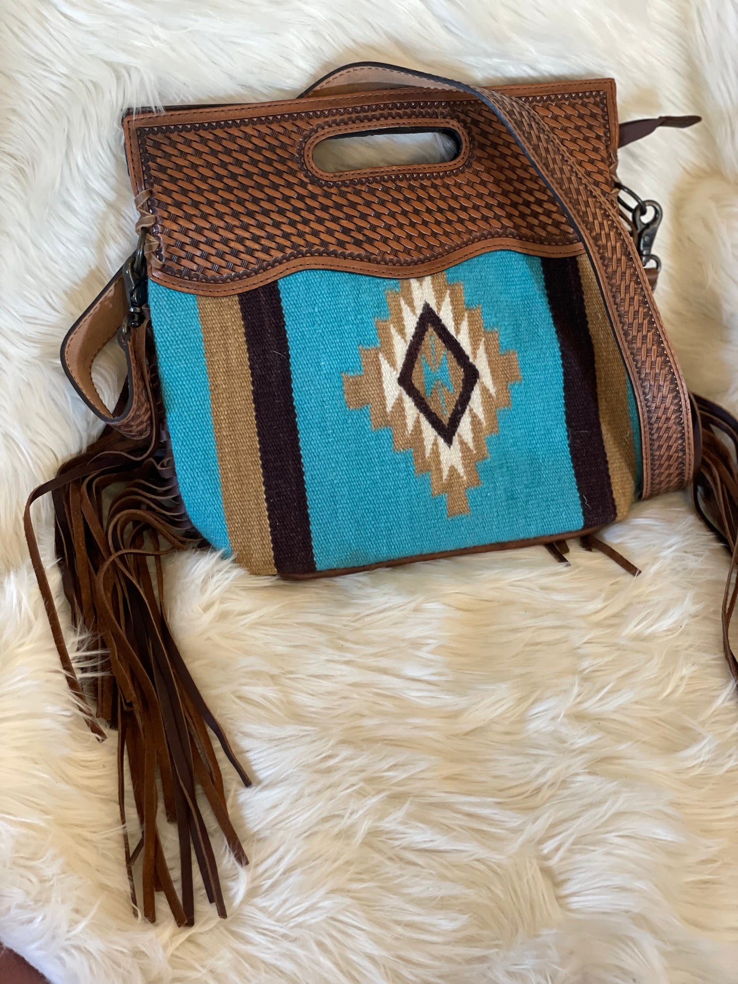 American Darling Turquoise Fringe Purse